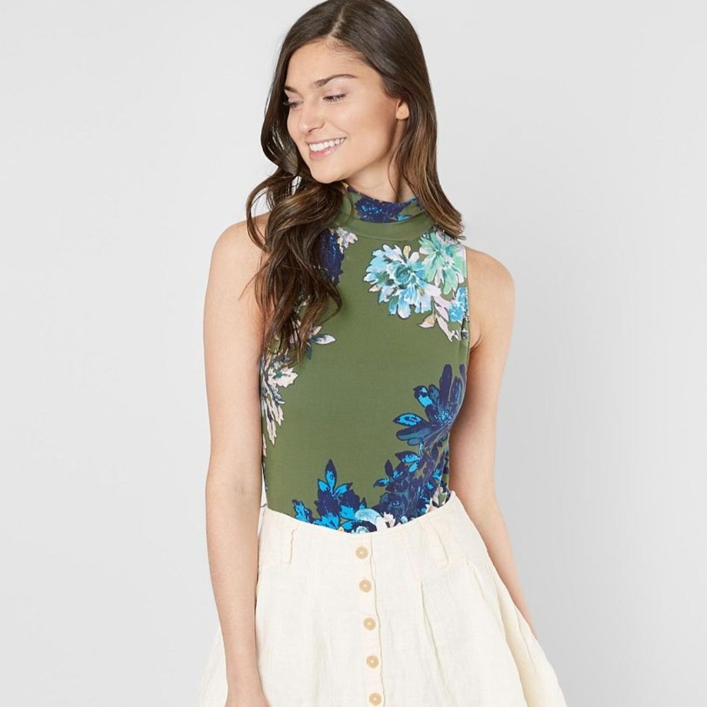 🫶Free People Pixie Mock Neck Floral Bodysuit
